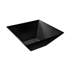MiniWare Elegant 6-Pack Black Square Disposable Salad Bowls | Stylish Plastic Party Serving Dishes - Perfect for Salads & Appetizers