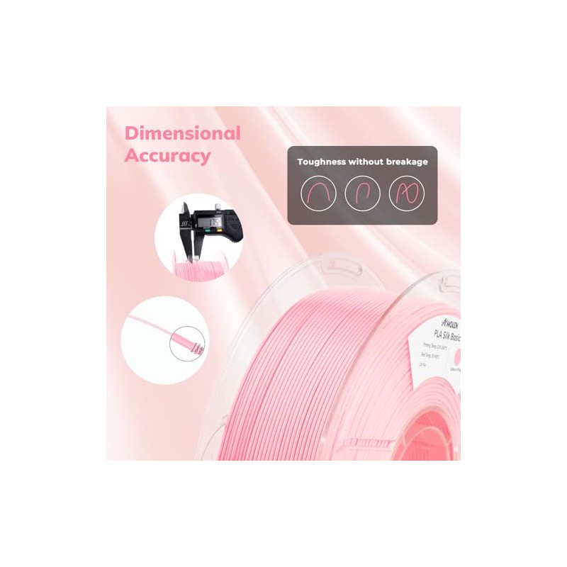 AMOLEN PLA Filament 1.75mm Silk Shiny Sakura Pink, 3D Printer