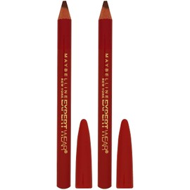 Maybelline New York Makeup Expert Wear Twin Eyebrow Pencils and Eyeliner Pencils, Medium Brown Shade, 0.06 Ounce, 2 Count (Pack of 1)