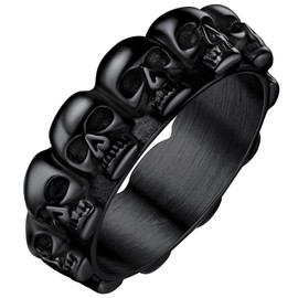 Mens Thumb Ring Size 9 Stainless Steel Cool Skull Band Rings