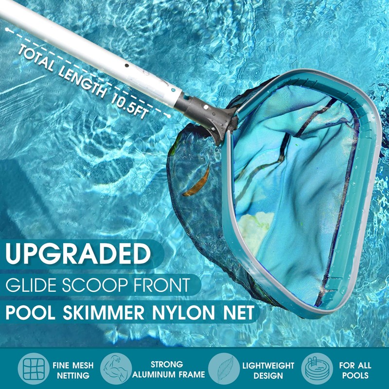 Swimming Pool Cleaning Kit - Aluminum Frame Skimmer Net with