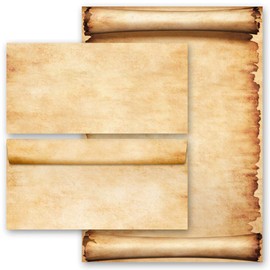 Writing Paper Set, 40 Pieces Old Style Paper, PERGAMENT Antique & History, 20 Sheets of Writing Paper + 20 Matching Envelopes DIN Long without Window Paper-Media