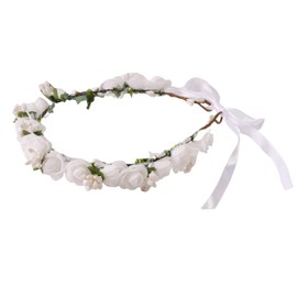 Molyorch Flower Crown, Artificial Flowers Crown, Flower Wreath, Flower Crown Headband, Used for Bridal Headdress, Garland Party, Photo Props (White)