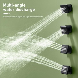 Shower Body Spray Jets with Adjustable Flow On Off Switch, Matte Black Shower Body Jets Wall Mount Massage Spa Jet, Flow control