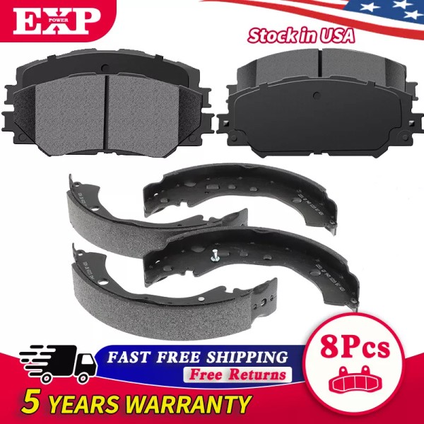 EXPPOWER Front Ceramic Brake Pads + Rear Shoes for 2009-2017