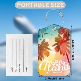 Mazumbuy 2 Pack Luggage Tags for Suitcases Summer Tropical Palm Leather Luggage Tags Privacy Cover ID Label with Stainless Steel Loop and Address Card for Women Men Travel Bag Backpack