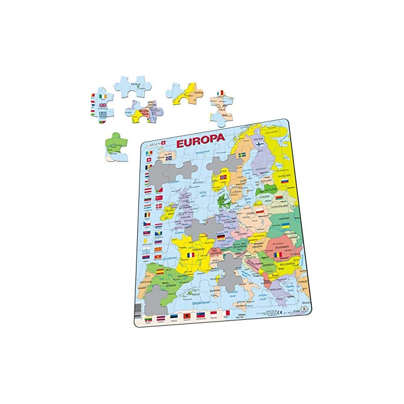Larsen K2 Political Map of Europe, Frame Puzzle with 48