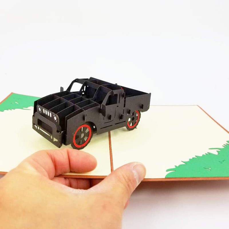 Black Truck Pop up Birthday Card, Thank You Card, Love