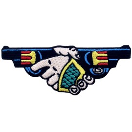 Handshake Guns Patch Embroidered Applique Iron On Sew On Emblem