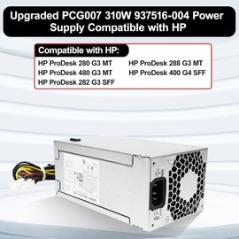 S-Union Upgraded Power Supply Replacement Part 310W Power Supply P/N PCG007 DPS-310AB-1A 937516-004 901772-004, Compatible with HP ProDesk 280 288 480 G3 MT 400G4 282G3 SFF (7PIN+8PIN+4PIN Connector)