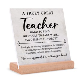 Teacher Appreciation Gifts, Plaque Signs with Wooden Stand Office Desk Decor, Thank You Gifts for Teacher, Best Teacher Gifts from Students