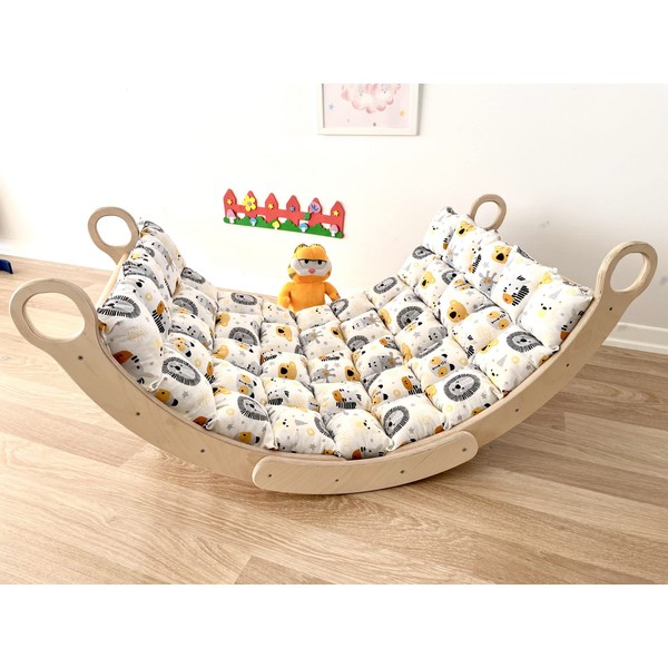 My Photostation.com Montessori 2 Pieces Set Arch and Pillow-Wooden Climbing