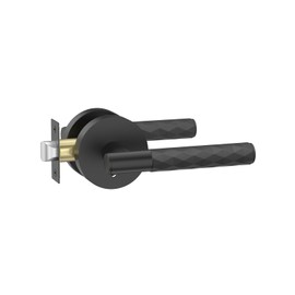 Asidrama 1 Pack Black Privacy Door Knob or Lever with Lock, Heavy Duty Reversible Interior Door Handles for Bedroom Bathroom, Left Right Sided Doors