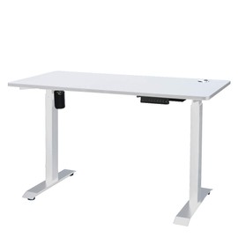 ErgoMax Electric Height Adjustable Single Motor Desk Frame w/Tabletop, 45.25 Inch Max Height, White