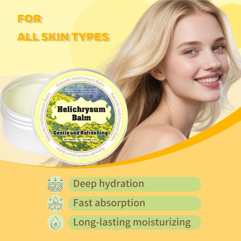 ruifengsheng Helichrysum Balm - 2.5oz, Helichrysum Gymnocephalum, Shea Butter, Beeswax,
