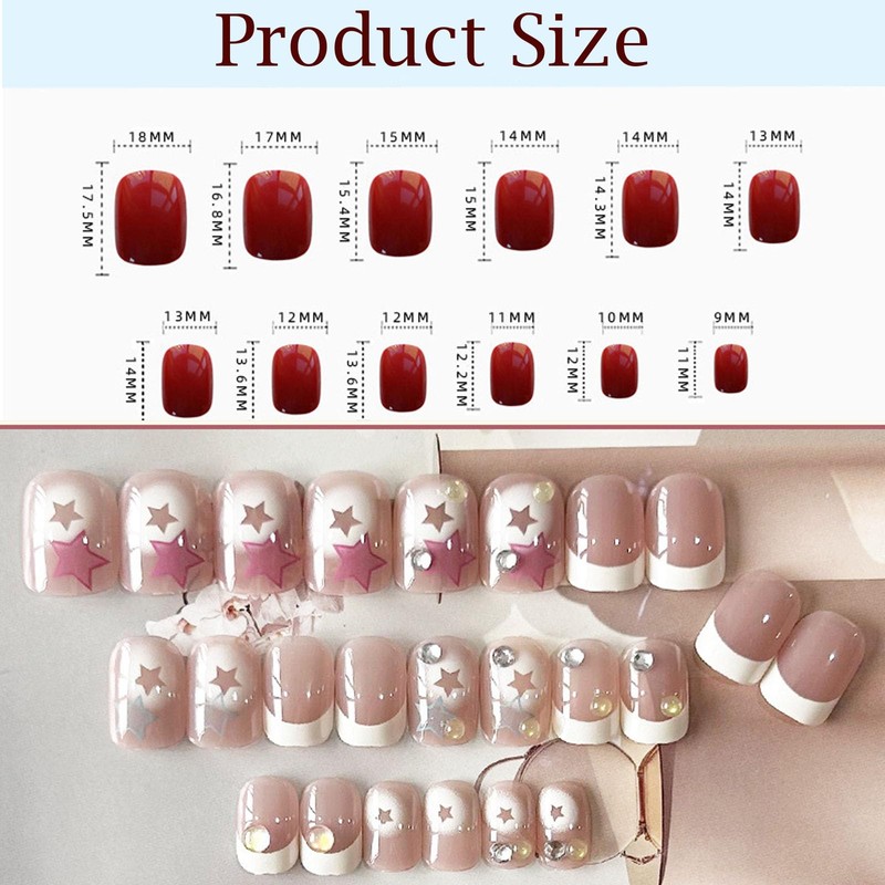 Cute False Nails, Extra Short Nail Tips Square Press On