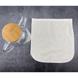 6 Pack - Pure Cotton Reusable Cold Brew Coffee Bag, 12 X 12 Inches, Round Corner Easy to Clean, Build-in Drawstring, Unbleached Pure Cotton, Eco-friendly Cold Brew Coffee Filter