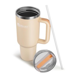 Valley Sportsman 40 oz Stainless Steel Tumblers with Handle, Spill-proof Lid and Straw, Double-Walled Insulated, BPA-Free, Perfect for Hot and Cold Drinks, Rose Quartz