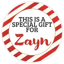 This is a Gift for Zayn - 3 Pack Circle Stickers 3 Inch - Candy Cane Merry Christmas Gift Tag Present Tree Holiday Custom Name Santa Claus
