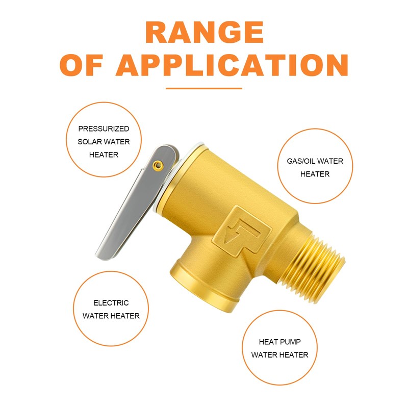 GASHER 1PCS Brass Temperature Pressure Relief Valve with 1/2" NPT