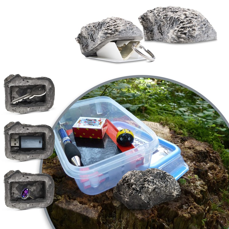 com-four® Key Stone, Stone with Secret Compartment, Key Hiding Place
