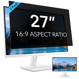 QOYZINE 2 Pack 27 inch Computer Privacy Screen Filter for 16:9 Aspect Ratio Widescreen Monitor,27in Curved Computer Monitor Privacy Shield Anti Glare Blue Light Eye Protection, Anti-Scratch Removable Protector Film