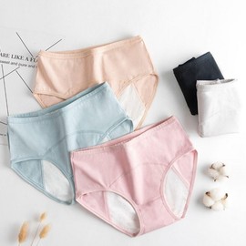 Women's Pure Cotton Leak-Proof Sanitary Briefs (Full Size Range) Comfortable Briefs Sky Blue/3XL 5ea