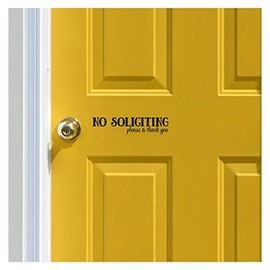 No Soliciting..Please and Thank You Front Door Vinyl Lettering Decal (Black)