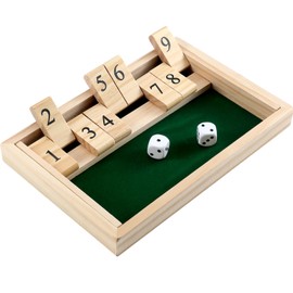 Simgoing Shut The Box 9 Numbers Memory Game for Dementia Patients Seniors with 2 Dice Wooden Dementia Products Gifts for Patients Seniors Elderly Shut The Box Wooden Board for Party