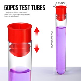 Teenitor 50pcs Test Tubes Plastic Test Tubes, 16×100mm Clear Test Tube with Caps for Lab Plastic Test Tubes for Plants, Beads, Party
