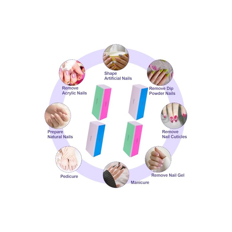 4 Way Nail Buffer Block (4 Pcs), Nail Shine Buffers