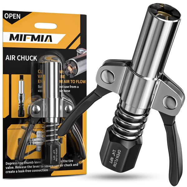 MIFMIA Locking Air Chuck, Heavy Duty Open Flow with Six