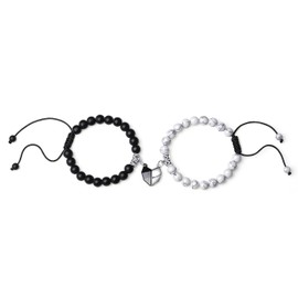 XIANNVXI Matching Bracelets for Couples Heart Bracelets Boyfriend and Girlfriend Gifts Relationship Friendship Long Distance Touch Bracelets Valentines Day Gifts Black Pink