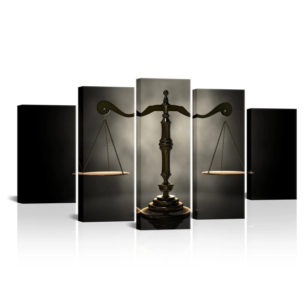 PoGoXiPoYo Large 5 Panels Legal Canvas Wall Art Justice Scales