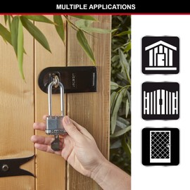 MASTER LOCK Heavu Duty Padlock [Key] [Laminated Steel] [Weatherproof] [XL Shackle] M1EURDLJ - Best Used for Storage Units, Sheds, Garages, Fences