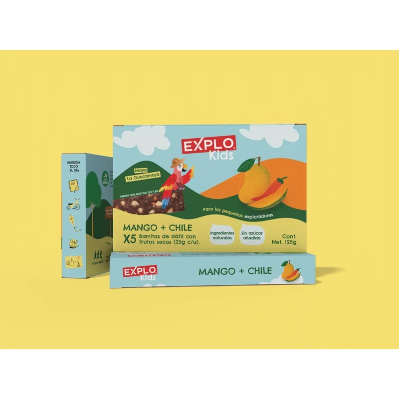 Barras Naturales Infantiles Explo Kids 25g Mango y Chile Pack