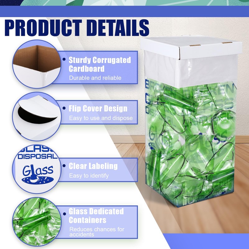 Resurhang 6 Sets Cardboard Broken Glass Disposal Box Floor Model