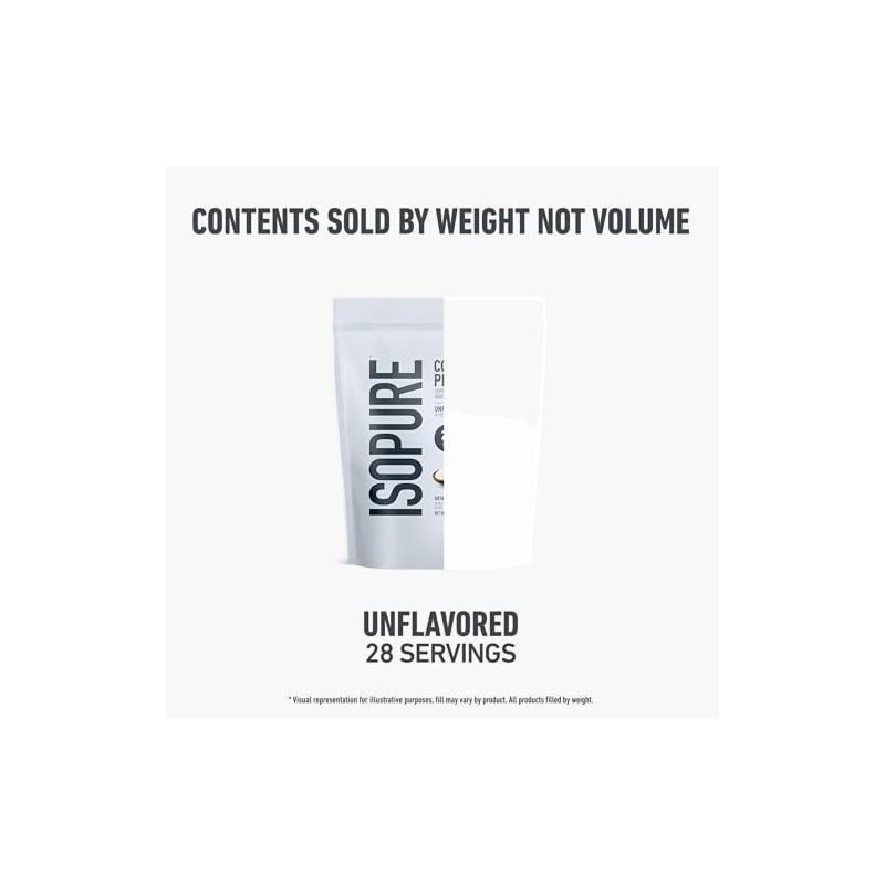 Isopure Péptidos de colágeno en polvo, 28 porciones, sin sabor,