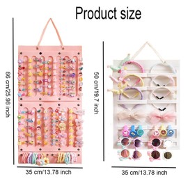 WADY Headband Holder Hair Bows Organizer for Girls, 2 Pcs Hair Clips Storage Hanger, Hair Bows Organizer, Baby Accessory Display with Sturdy Rope, Wall Hanging for Girl Room, Nursery Decors (Pink)