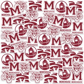 Morehouse College Spirit Logos 50ct Vinyl Large Deluxe Stickers Variety Pack - Laptop, Water Bottle, Scrapbooking, Tablet, Skateboard, Indoor/Outdoor