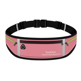 SooGree Slim Running Belt Sport Fanny Pack for Women Men,Reflective Waist Pack Runner Pouch Belt, Zipper Waterproof Running Phone Holder Jogging Pouch for Phone Money (GSP8806 Pink)