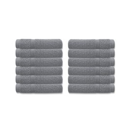A & B TRADERS Premium Cotton Face Cloths Flannels Washcloth 12-Pack 500 GSM Ring Spun Soft Absorbent 30 x 30cm Towels (Silver)