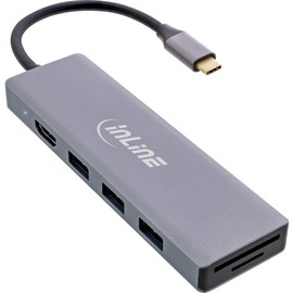 InLine® USB 3.2 Type C Multi Hub (3X USB-A 5Gb/s + USB Type-C (PD 100W), Card Reader, HDMI 4K @ 30Hz), OTG, Metal Housing