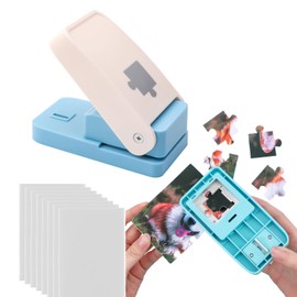 BAOFALI 11Pcs/Set Puzzle Maker Machine Cutter,Blue Jigsaw Puzzle Making Machine with 10 Adhedive Foams,for Arts & Crafts Make Jigsaw Puzzles Scrapbooking & DIY Puzzle Jigsaw Mini Tool