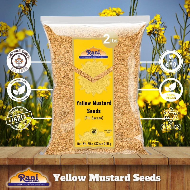 Rani Yellow Mustard Seeds Whole Spice 32oz (2lbs) 908g ~