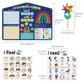 CHEFAN Calm Down Corner Set, Feelings Chart for Kids,Social Emotional Learning Activities,Calm Corner Classroom Supplies for Therapy Office Decor, Mental Health Wall Decorations for Preschool Teachers