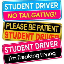 3PCS Student Driver Sticker Magnet for Car, Removable Please Be Patient Student Driver & Student Driver Car Magnet Teen Pink Magnetic Bumper Sticker Set - Weather-Resistant 9.96X3.46''