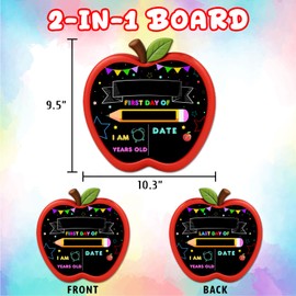 JUESMOS Double Sided First and Last Day of School Board Sign 9.5"x10.3" Back to School Sign for Kids Girls Boys Reusable Chalkboard Signs for 1st Day of Kindergarten Preschool Photo Props Signs