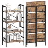 Folding Bookshelf,4 Tier Bookcase Foldable Shelf with X-Bracket Design, Adjustable