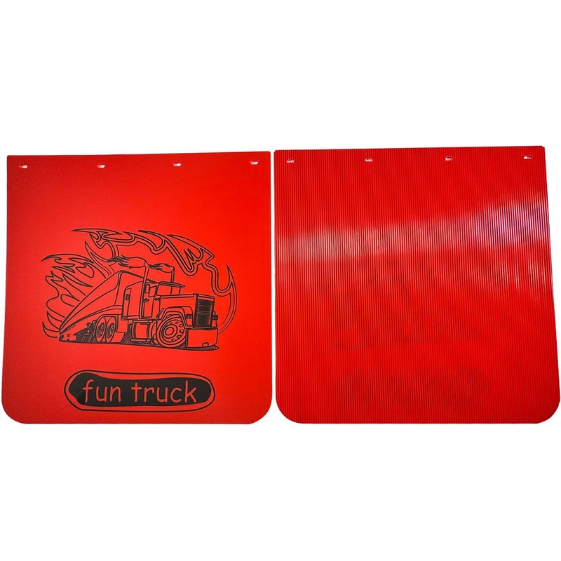 BST BSSP 2PCS Universal Red Mud Flaps 24"x24", Straight Heavy